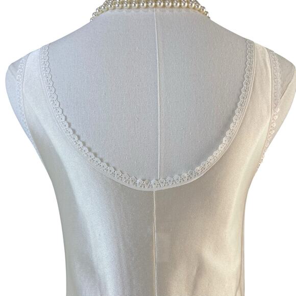 Vintage 70s Creamy White Satin Nylon Lace & Bow Full Slip Dress Women's Size M - Picture 8 of 8